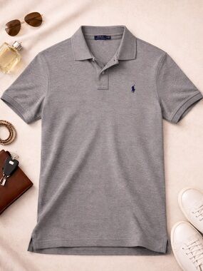 Polo by Ralph Lauren Grey Short-Sleeve Polo with Navy Logo